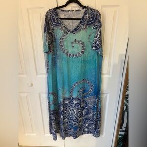 Blue and White Floral Maxi Dress